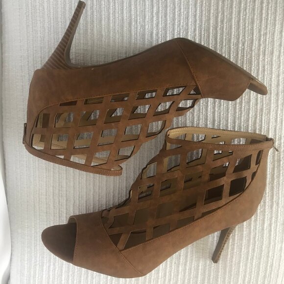 Impo Tanier Tan Caged Open Toe High Heel Zip Back - Picture 9 of 13